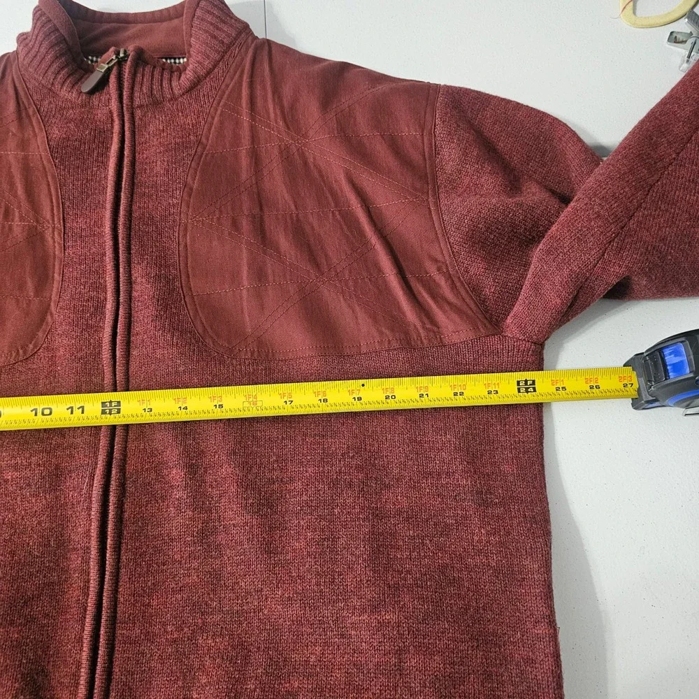 Orvis Full Zip Wool Sweater Jacket XL Burgundy Red Shooting Hunting Countryside